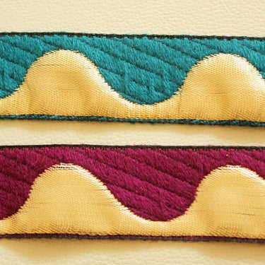 Silver And Purple Fabric Trim, Approx. 30mm Wide
